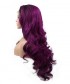 Invisilace Ombre Dark Purple Body Wave Long Synthetic Lace Front Wigs 