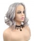 Invisilace Gray Natural Wave Bob Wig Synthetic Hair Wig 