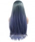 Invisilace Ombre Blue Straight Long Synthetic Lace Front Wigs