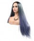 Invisilace Ombre Blue Straight Long Synthetic Lace Front Wigs