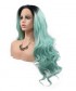 Invisilace 1B Green Ombre Synthetic Lace Front Wigs For Women Wavy