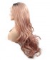 Invisilace Long 1B Pink Ombre Wavy Synthetic Lace Front Wig 