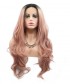 Invisilace Long 1B Pink Ombre Wavy Synthetic Lace Front Wig 