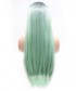 Invisilace Ombre Green Straight Long Synthetic Hair Wig 