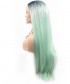 Invisilace Ombre Green Straight Long Synthetic Hair Wig 