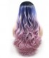 Invisilace Long Synthetic Lace Front Wigs Wavy Ombre Blue Pink Color