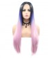 Invisilace Long Straight Ombre Blue Pink Synthetic Lace Front Wigs