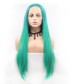 Invisilace Green Long Synthetic Lace Front Wigs Straight 