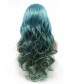 Invisilace Bouncy Wavy Ombre Green Synthetic Lace Front Wigs 