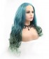 Invisilace Bouncy Wavy Ombre Green Synthetic Lace Front Wigs 