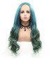 Invisilace Bouncy Wavy Ombre Green Synthetic Lace Front Wigs 