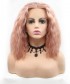 Invisilace Peach Pink Bob Wig Curly Synthetic Lace Front Wigs 