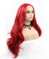 Invisilace Red Synthetic Lace Front Wigs Wavy Long