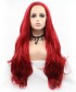 Invisilace Red Synthetic Lace Front Wigs Wavy Long