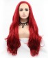 Invisilace Red Synthetic Lace Front Wigs Wavy Long