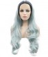 Invisilace Pastel Green Long Wavy Synthetic Lace Front Wig 