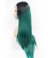 Invisilace Ombre 1B Green Long Straight Synthetic Lace Front Wigs 