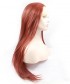 Invisilace Copper Red Long Straight Synthetic Lace Front Wigs