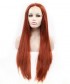 Invisilace Copper Red Long Straight Synthetic Lace Front Wigs