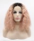 Invisilace Curly Bob Pink Synthetic Lace Front Wigs For Women