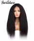 Natural Black Kinky Straight Transparent Full Lace Human Hair Wig 130% Density
