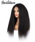 Natural Black Kinky Straight Transparent Full Lace Human Hair Wig 130% Density