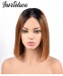 Invisilace 13x6 Lace Front Human Hair Wig 1B/30# Ombre Hair Bob Straight 150% Density 