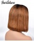Invisilace 13x6 Lace Front Human Hair Wig 1B/30# Ombre Hair Bob Straight 150% Density 