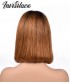 Invisilace 13x6 Lace Front Human Hair Wig 1B/30# Ombre Hair Bob Straight 150% Density 