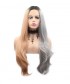 Invisilace Ombre Half Pink Half Gray Straight Synthetic Lace Front Wigs