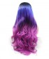 Invisilace Ombre Blue Pink Wavy Synthetic Lace Front Wigs