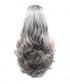 Invisilace 1B/Gray Ombre Wig Wavy Synthetic Lace Front Wigs Long