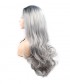 Invisilace 1B/Gray Ombre Wig Wavy Synthetic Lace Front Wigs Long