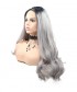 Invisilace 1B/Gray Ombre Wig Wavy Synthetic Lace Front Wigs Long