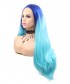 Invisilace Ombre Blue Straight Synthetic Lace Front Wigs