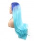 Invisilace Ombre Blue Straight Synthetic Lace Front Wigs